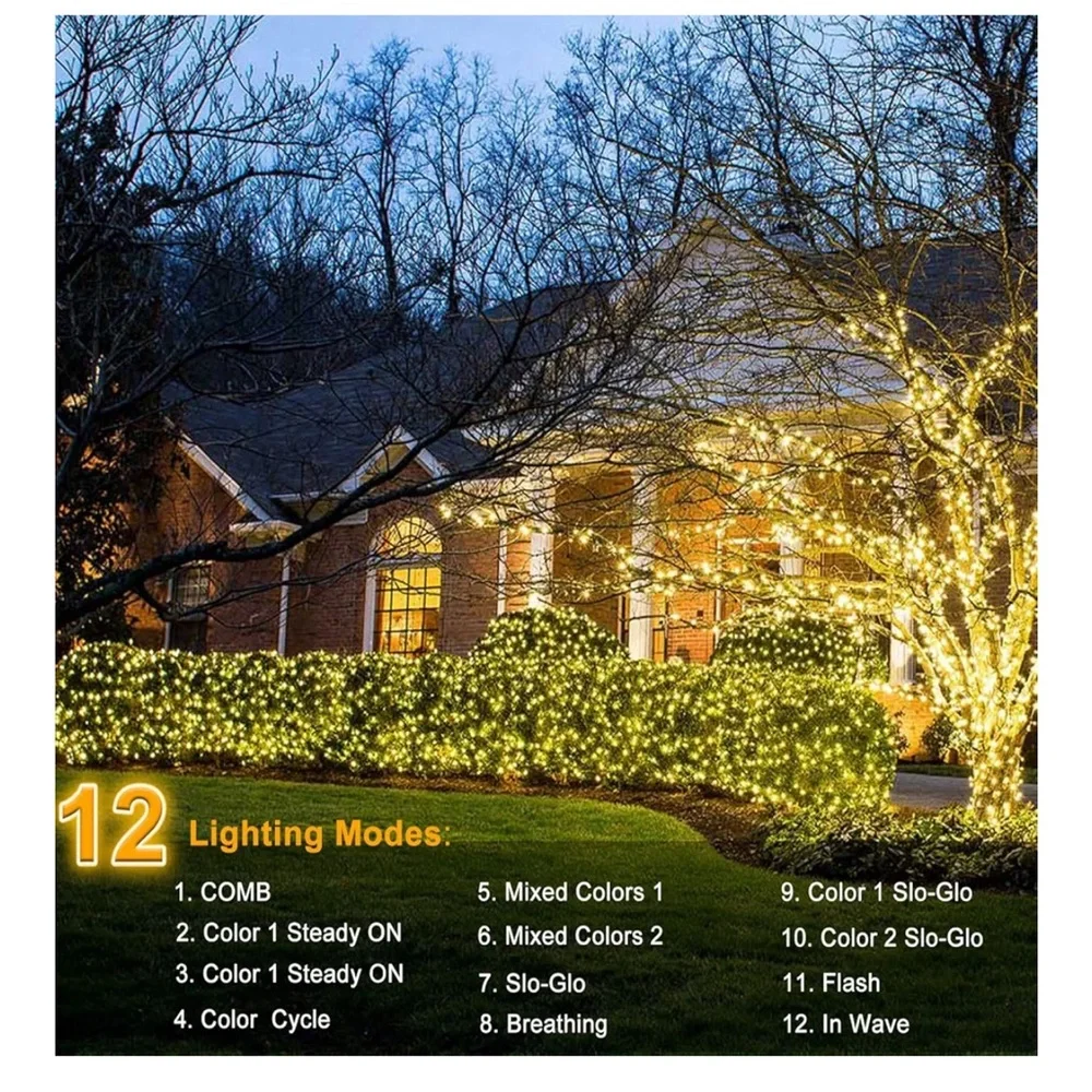 CHRISTMAS NET LIGHTS, 100 LED, BATTERY-OPERATED, REMOTE, DUAL COLOR CHANGING